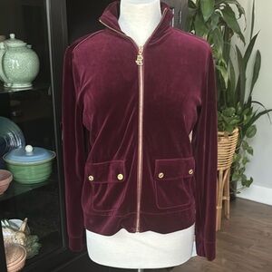 Ralph Lauren Purple Bomber Jacket Velvet Zip-Up